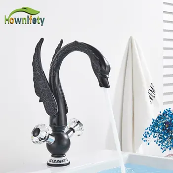 

Chrome ORB Gold Basin Sink Faucet Swan Crystal Mordern Art Hot Cold Mixer Crane Kitchen Tap Deck Mounted Brass