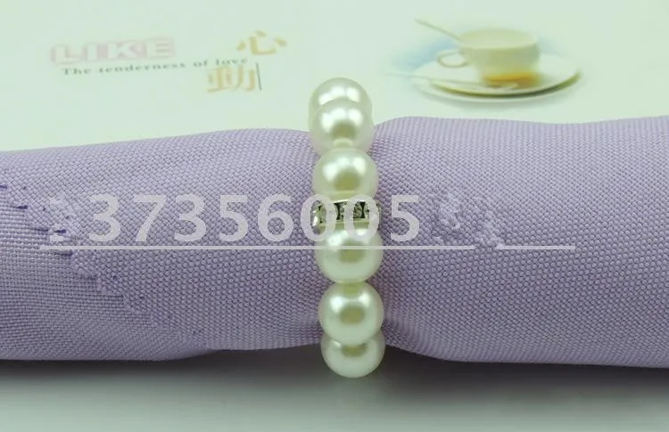 

Кольца для салфеток с белым жемчугом и бриллиантами для отеля, свадебные аксессуары, вечерние, бесплатная доставка