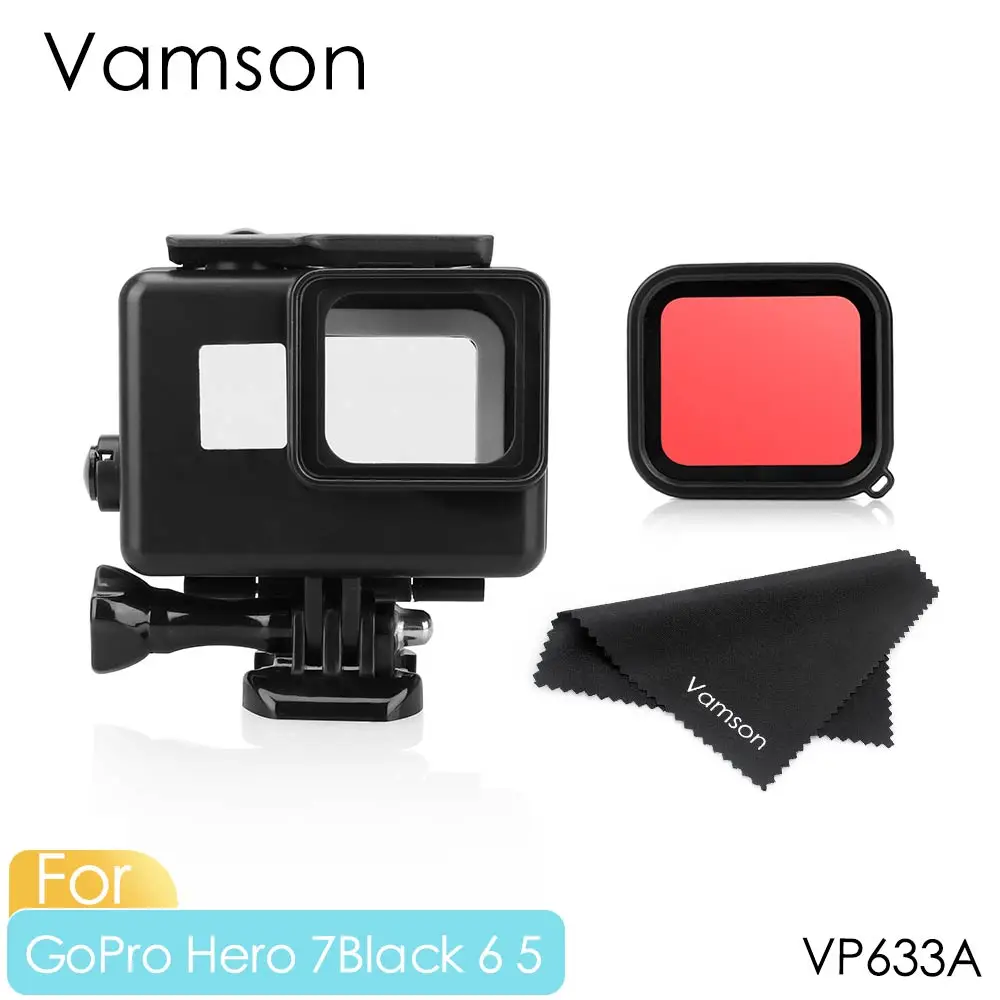 VP633A Vamson для Hero 7 6 5 водонепроницаемый 45 м подводный с базовым креплением защитный корпус для воды красный фильтр VP630A - Цвет: VP633A