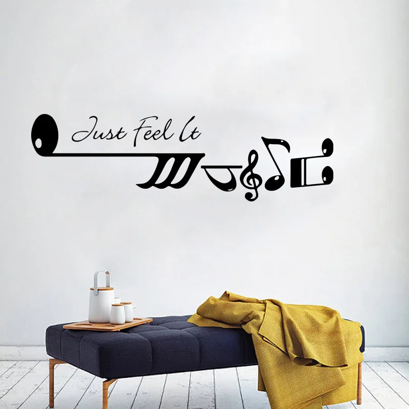 Music Qoute Words Just Feel It  Wall Sticker Bedroom Kids Room Music Inspirational Qutoe Wall Decal Living Room Vinyl Decor (3)