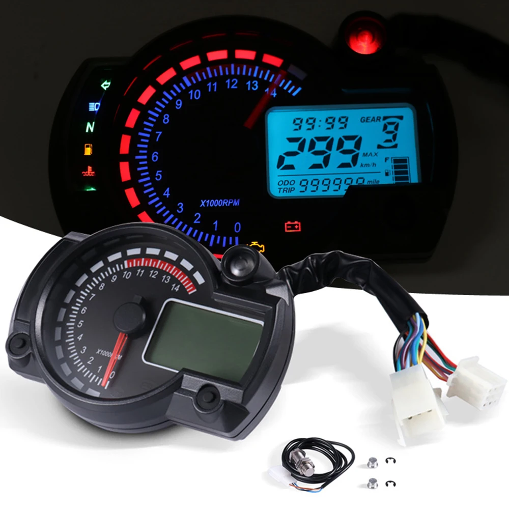 15000rpm 7 Color Adjustable Display Motorcycle Digital Speedometer Instrument Speedometer Tachometer Odometer Instrumentation 