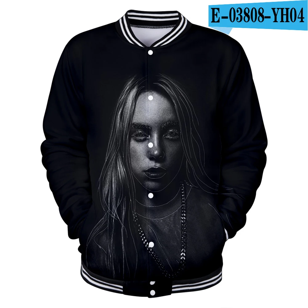 Billie eilish Женская мода уличная 3D бейсбольная куртка спортивная одежда billie eilish Женская однобортная бейсбольная форма - Цвет: 3D