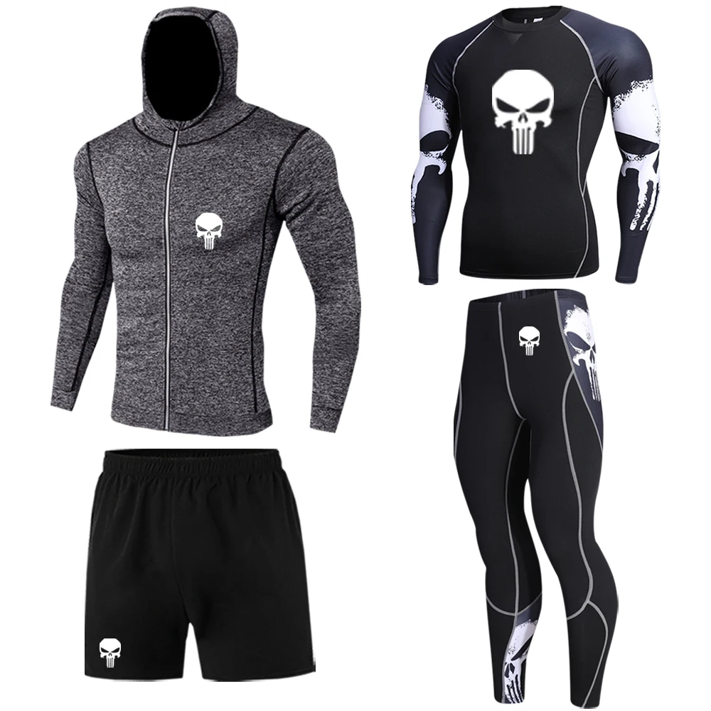 Gym Rashguard Fitness Sportswear Running Clothes Quick Dry Men's Running Sets Compression Sports Suits Skinny Tights Clothe new custom logo underwear men sets compression sports suit sweat quick drying underwear men clothing
