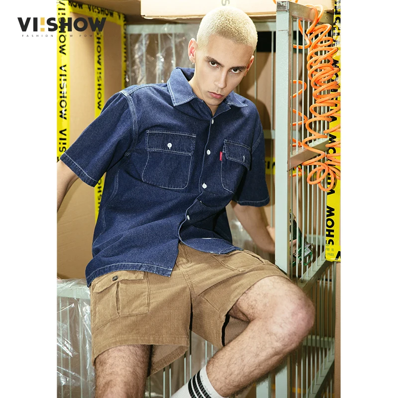 VIISHOW, мужские джинсовые рубашки, брендовые, для отдыха, в ковбойском стиле, летние, хлопковые, с коротким рукавом, джинсовая рубашка, Camisa Social Masculina CD1558182