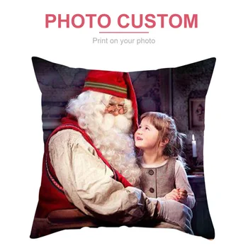 

Short Plush Custom Cushion Cover Customized Picture Throw Pillow Case Merry Christmas Home Decorative Fundas Para Cogines