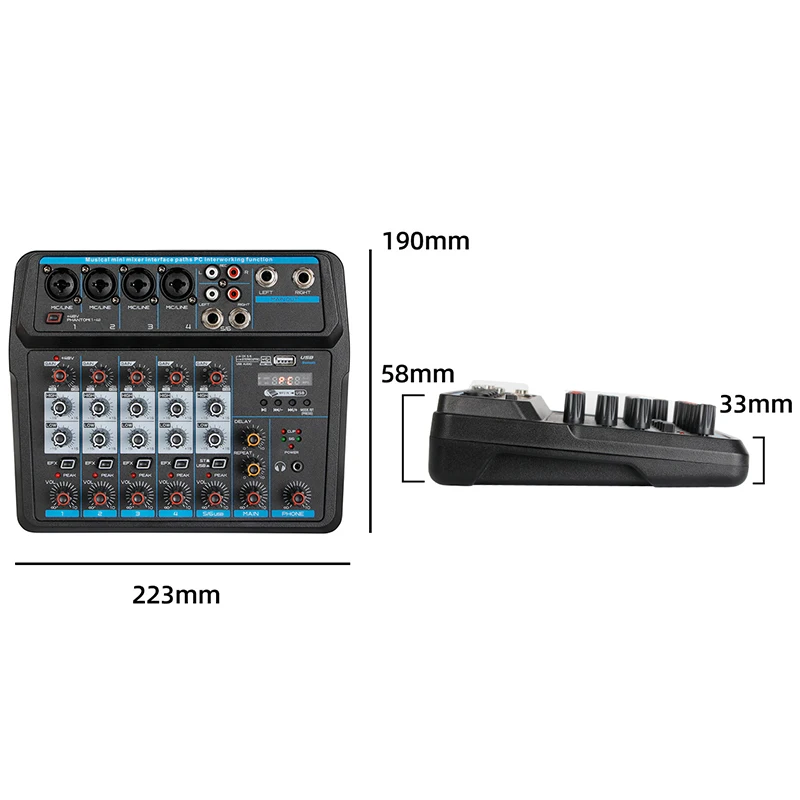 M-6 Portable Mini Mixer o DJ Console with Sound