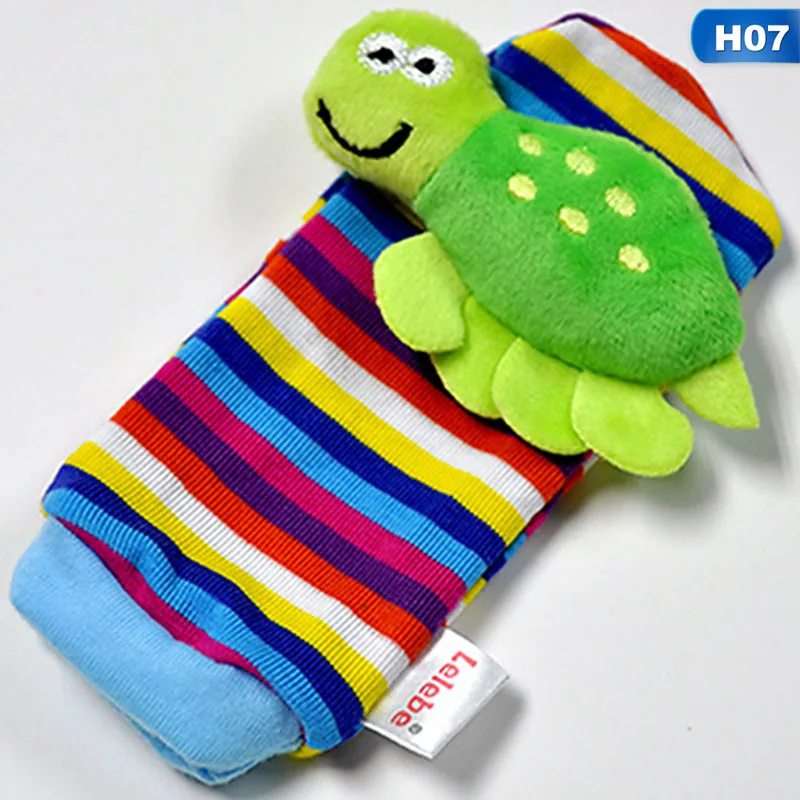 Детские носки для малышей; детские носки-погремушки; милые плюшевые носки с рисунками животных; носки с погремушками для детей 0-24 месяцев - Цвет: H07