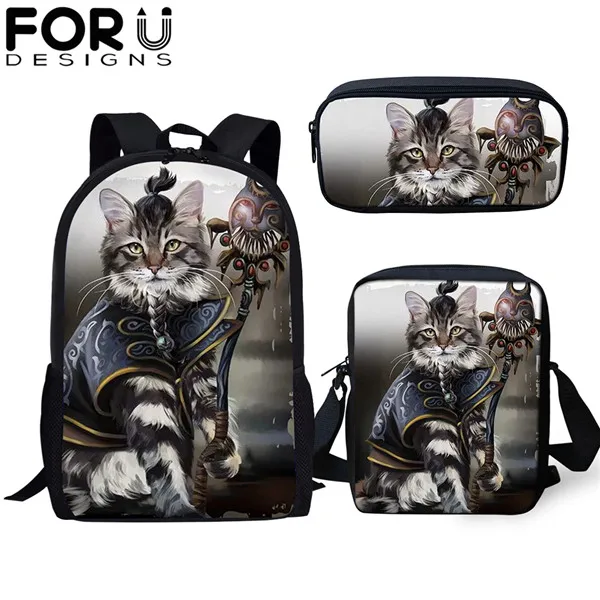 CDGX1410CEK FORUDESIGNS/3 шт./компл. Школьная Сумка подростковая Готическая колдовская кошка школьный рюкзак для девочек Детская сумка для книг рюкзак для путешествий Подарок - Цвет: CDGX1410CEK