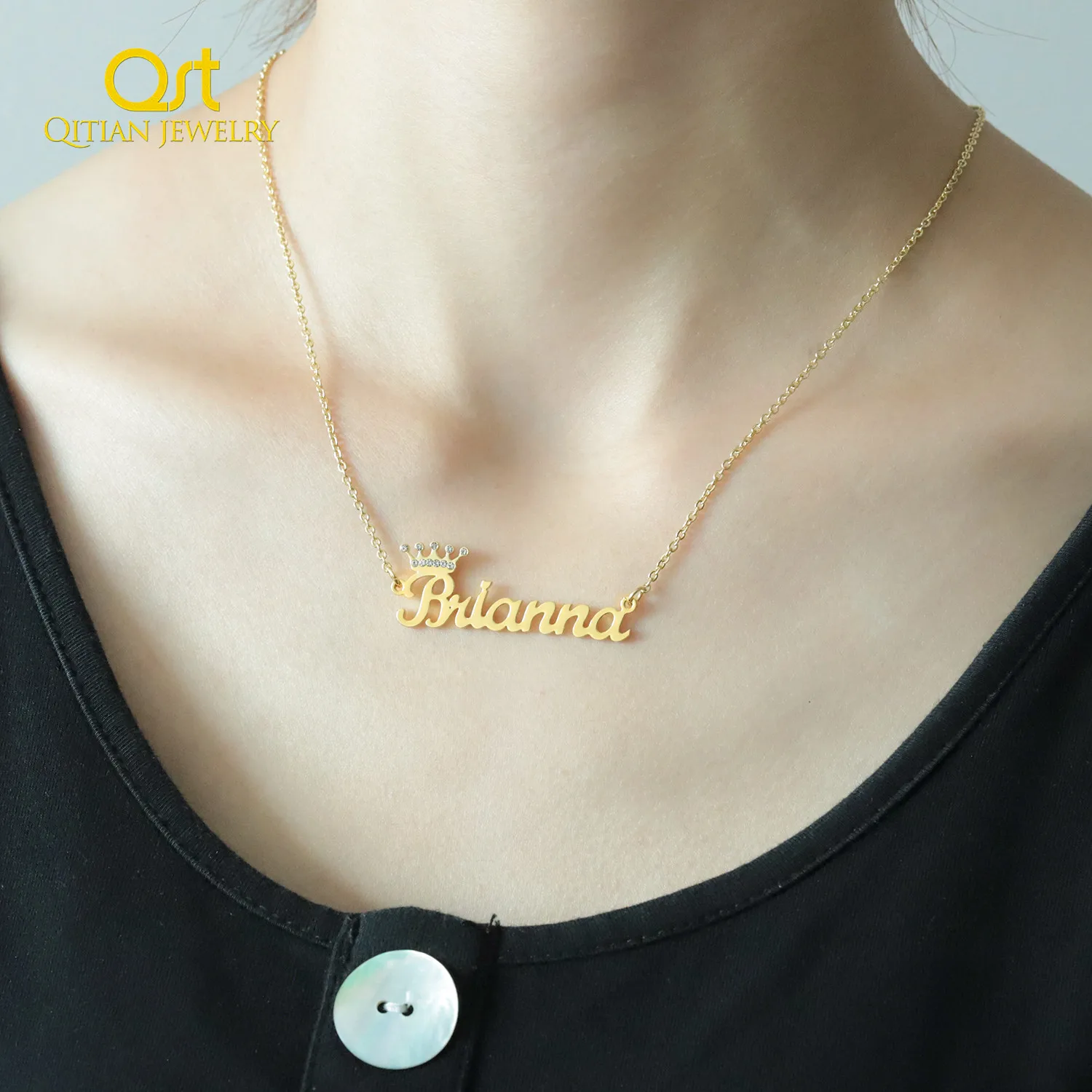 Personalized Customized Crown Name Necklace Crown Iced Out Crystal