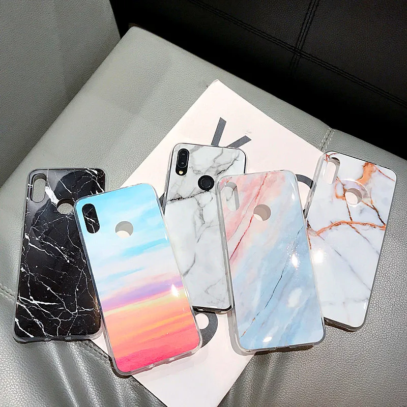 Гладкий мраморный чехол для телефона RedMiNote5 Note6 Note7 Note8 K20 K20Pro Note9s Pro MAX Мягкая