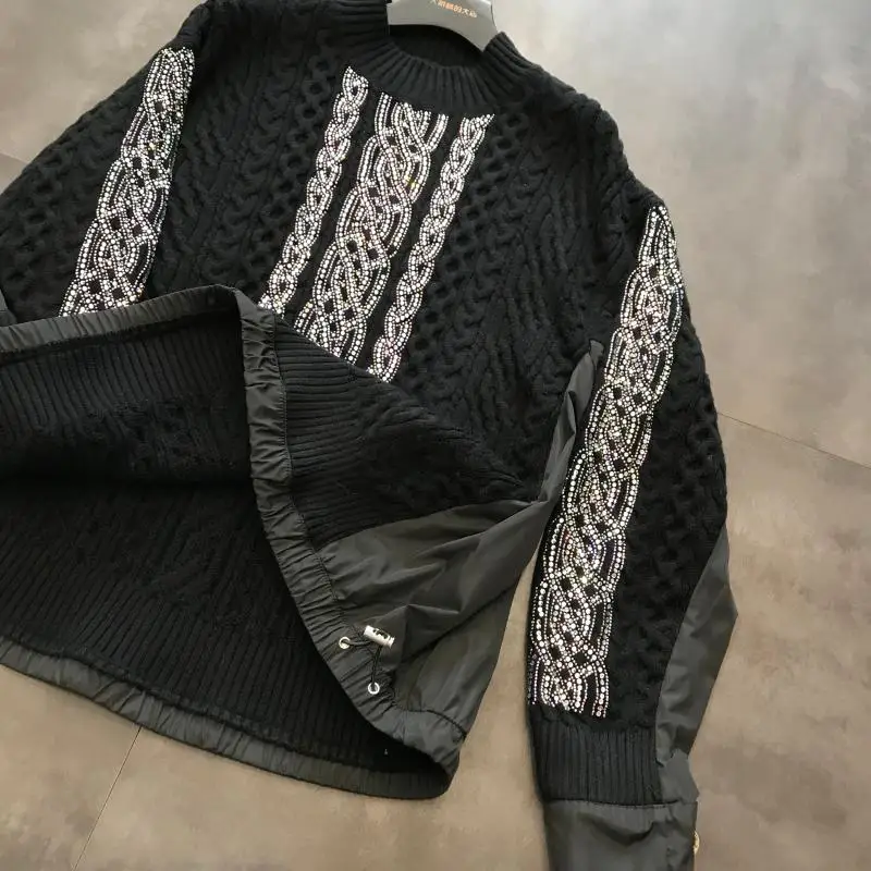 Новинка, Зимний вязаный свитер с высоким воротником и завязками, Свободный пуловер, Женский вязаный свитер
