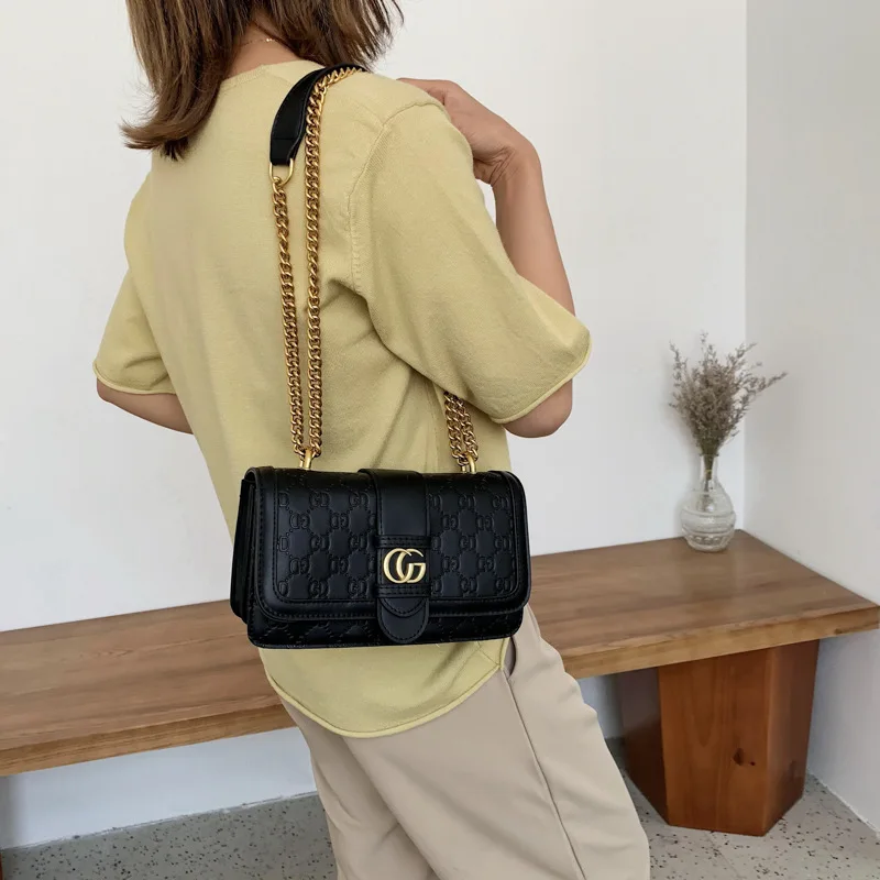 

2020 New European Retro Fashion Ladies Square Bag Quality Matte PU Leather Women's Handbag Chain Tote Shoulder Messenger Bags