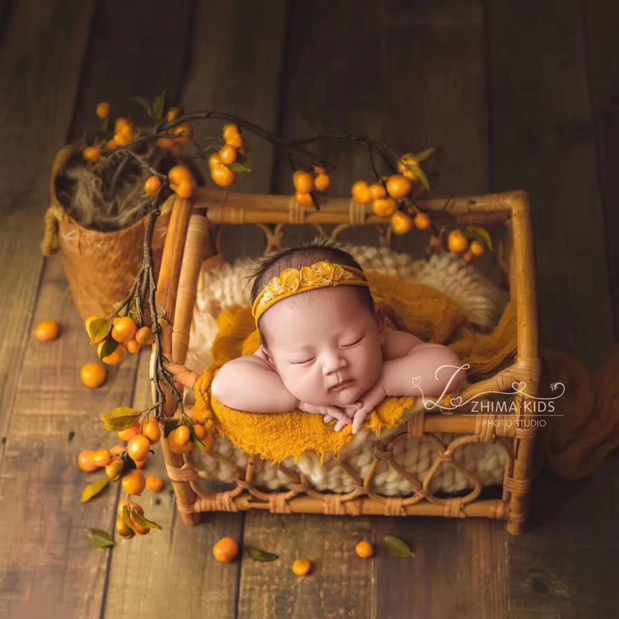  Handmade Newborn Crib Burlap Baby Bed Newborn Photo PropBaby Photography Vintage Infant Basket#P290