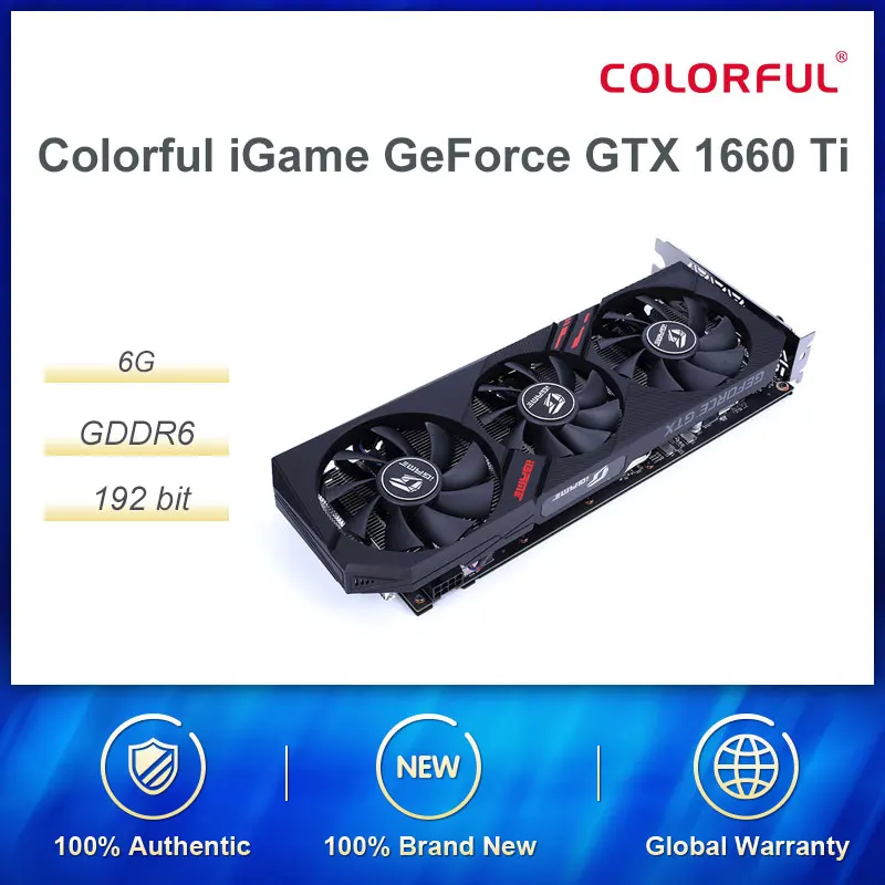 Colorido igame geforce gtx 1660 ti placa gráfica nvidia gpu gddr6 6g placa de vídeo mesa de jogos 192 bit dp/hdmi/dvi pci-e 3.0