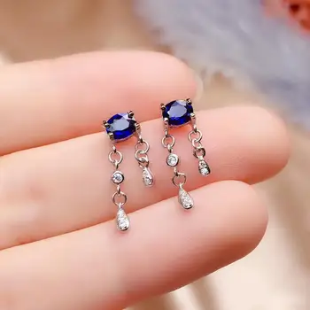 

Natural And Real Sapphire Earring 925 sterling silver Fine jewelry For men women