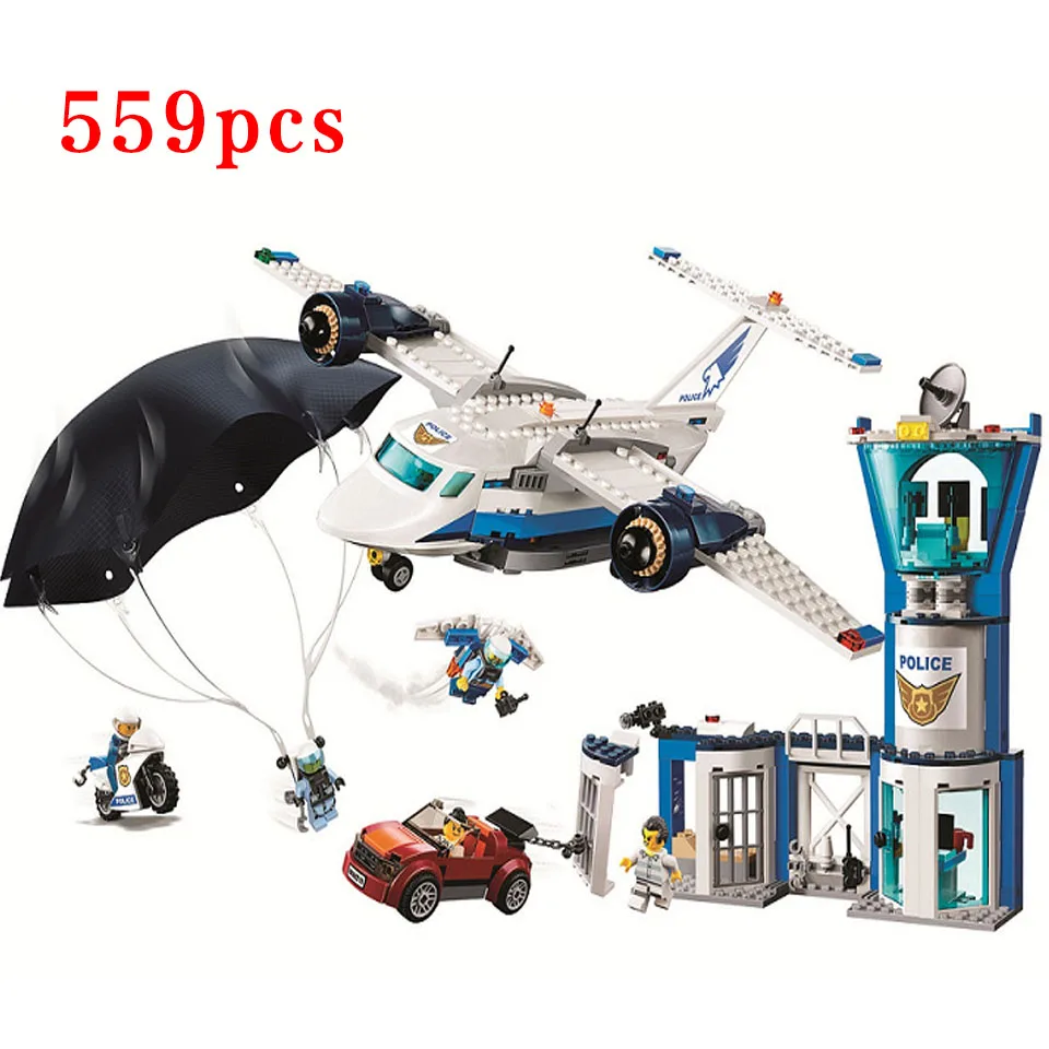 Tanie Nowy 11210 559 sztuk miasto arctic sky baza powietrza geta samochód samolot spadochron legoinglys klocki cegły 60210 zabawki