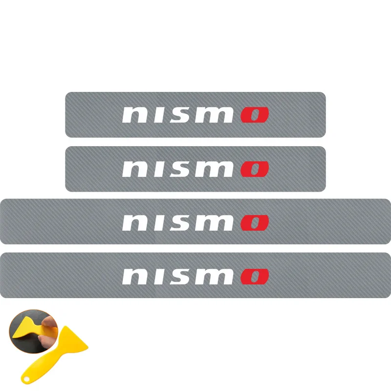 Автомобильный Стайлинг 4 шт. для Nissan nismo Tiida Teana Skyline Juke X-trail авто защита из углеродного волокна автомобильный протектор порога наклейка - Название цвета: Silver white