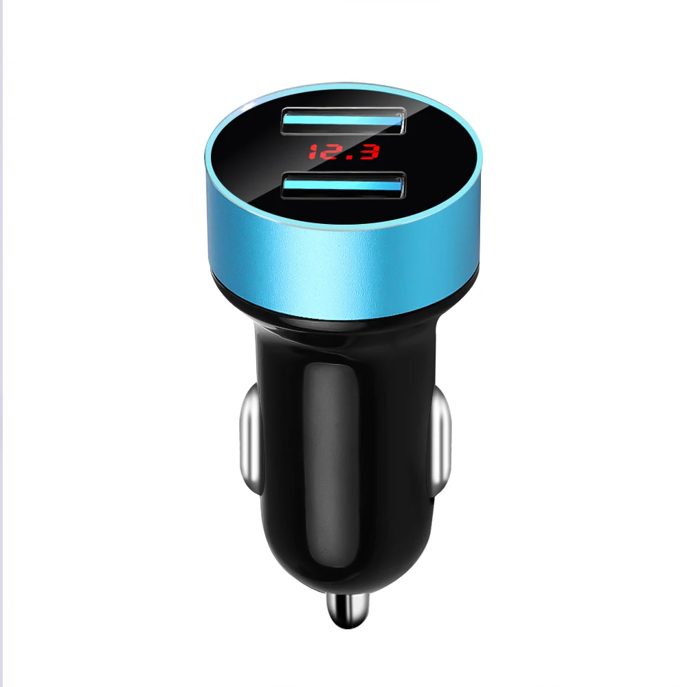 3.1A устройство для автомобиля с двумя портами USB Зарядное устройство 2 Порты ЖК-дисплей Дисплей 12-24V прикуриватель прикуривателя автомобиля Зарядное устройство для iphone samsung xiaomi huawei LG