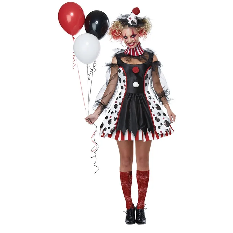 

Halloween Masquerade Vampire Circus Clown Cosplay Dress Carnival Party Witch Honey Joker Bar Costume