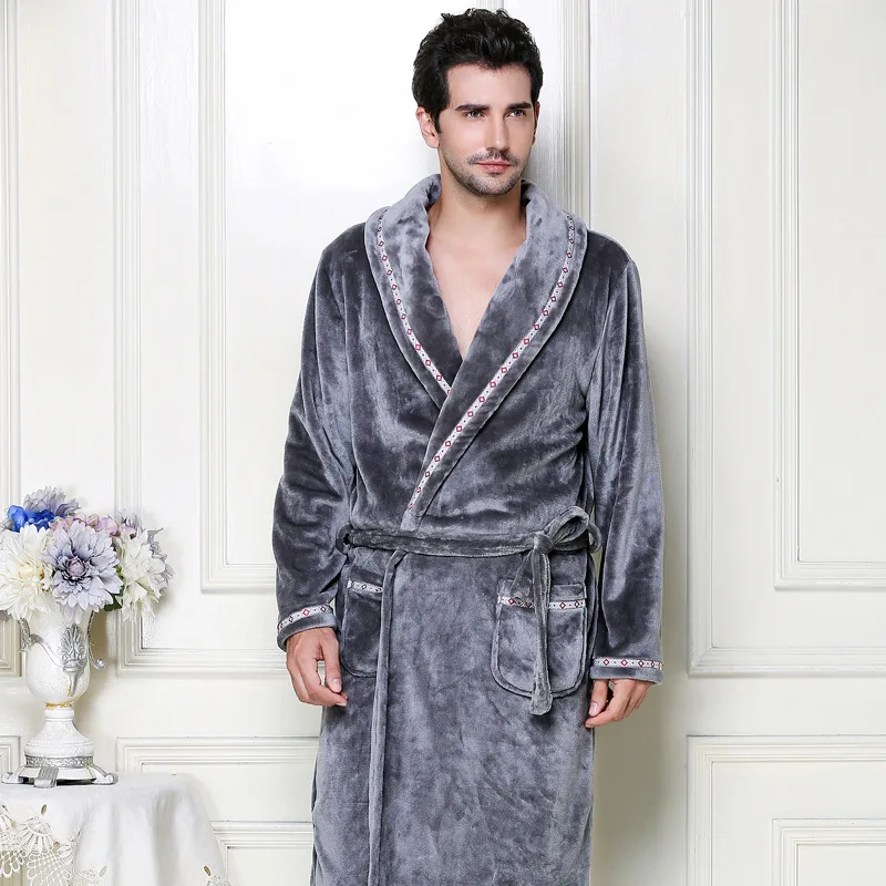 Thicken Warm Soft Couple Flannel badjas Pocket bath robe Winter Long Bathrobe Women Men Nightgown Lounge Sleepwear Home Clothes Thicken Warm Soft Couple Flannel badjas Pocket bath robe Winter Long Bathrobe Women Men Nightgown Lounge Sleepwear Home Clothes
