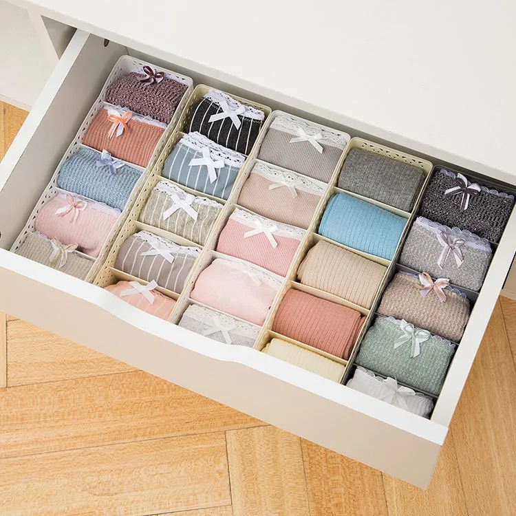 Five Grid Socks Storage Box Desktop Underwear Storage Compartment Drawer Style Panties Makeup Organizer Dust-Proof Plastic Box