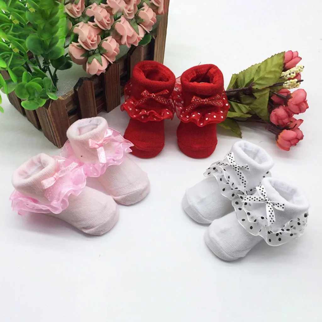 Носки для новорожденных носки для малышей хлопковые носки для малышей носки с бантиками для маленьких девочек осенне-зимние детские носки для новорожденных