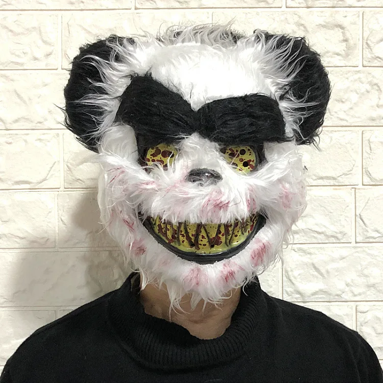 Хэллоуин жуткая кровавая стена латексная голова волка с волосами модная Карнавальная маска костюм вечерние ужасная маска для взрослых/детей - Цвет: Panda