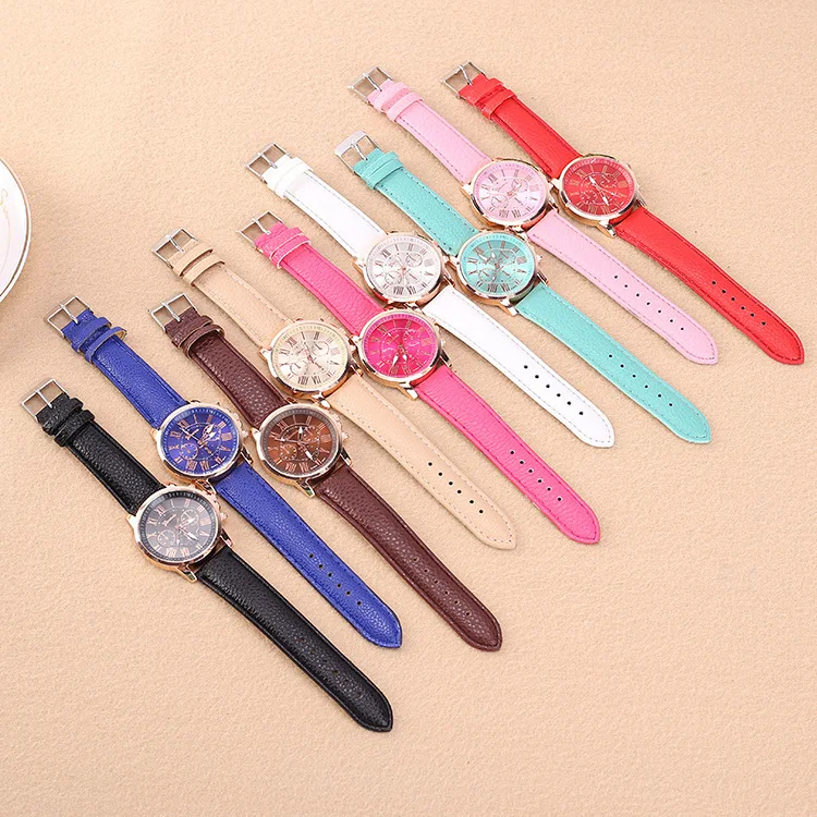 

Geneva Plastic Shell Double-Layer WOMEN'S Belt Quartz STUDENT'S Watch Fashion Watch
