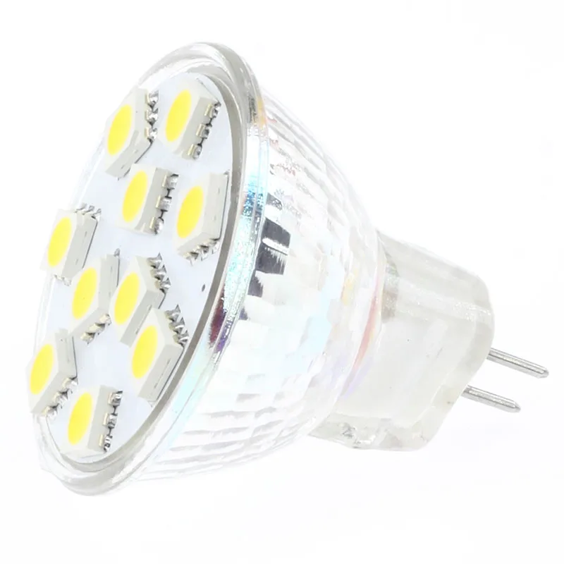 10 светодиодов MR11 свет 5050 SMD широкий вольт (AC/DC 10-30 в) белый дисплей ювелирный