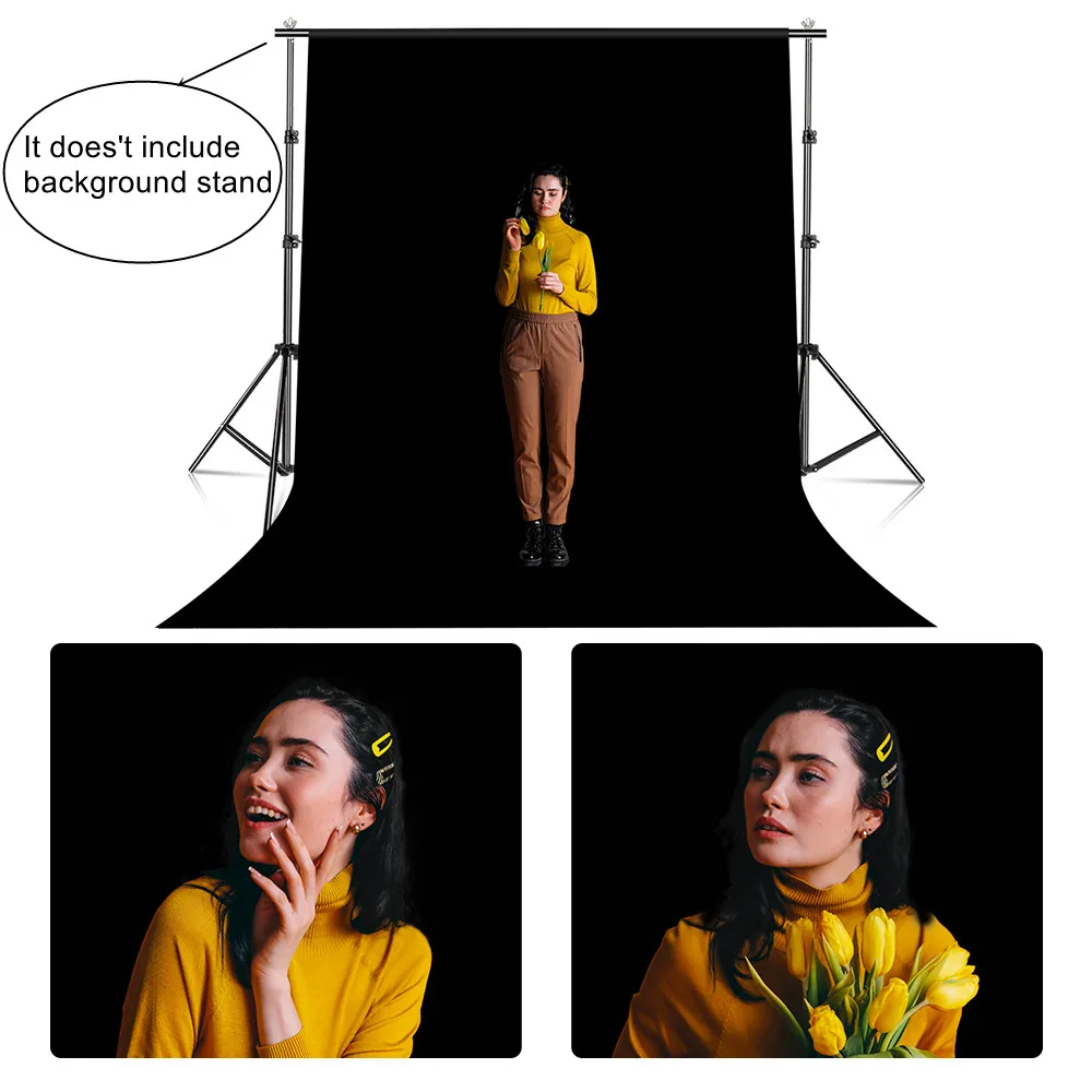 Photo Backdrop, Professional Photography Chromakey Background, Light-absorbing Black Flocking, Non-reflective Screen