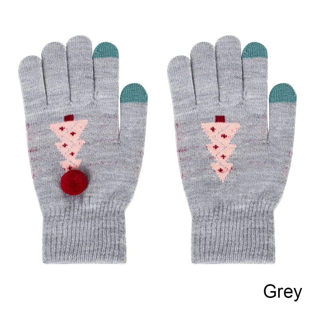 MOLIXINYU/перчатки с сенсорным экраном для маленьких девочек и мальчиков; зимние теплые рождественские детские перчатки; плотные вязаные хлопковые однотонные детские перчатки - Цвет: grey