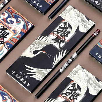 

8 Sticks Charcoal Set Art Sketch Carbon Pen Soft Charcoal Painting Pencil Sketch Charcoal Pencil with White Crane Pattern Box
