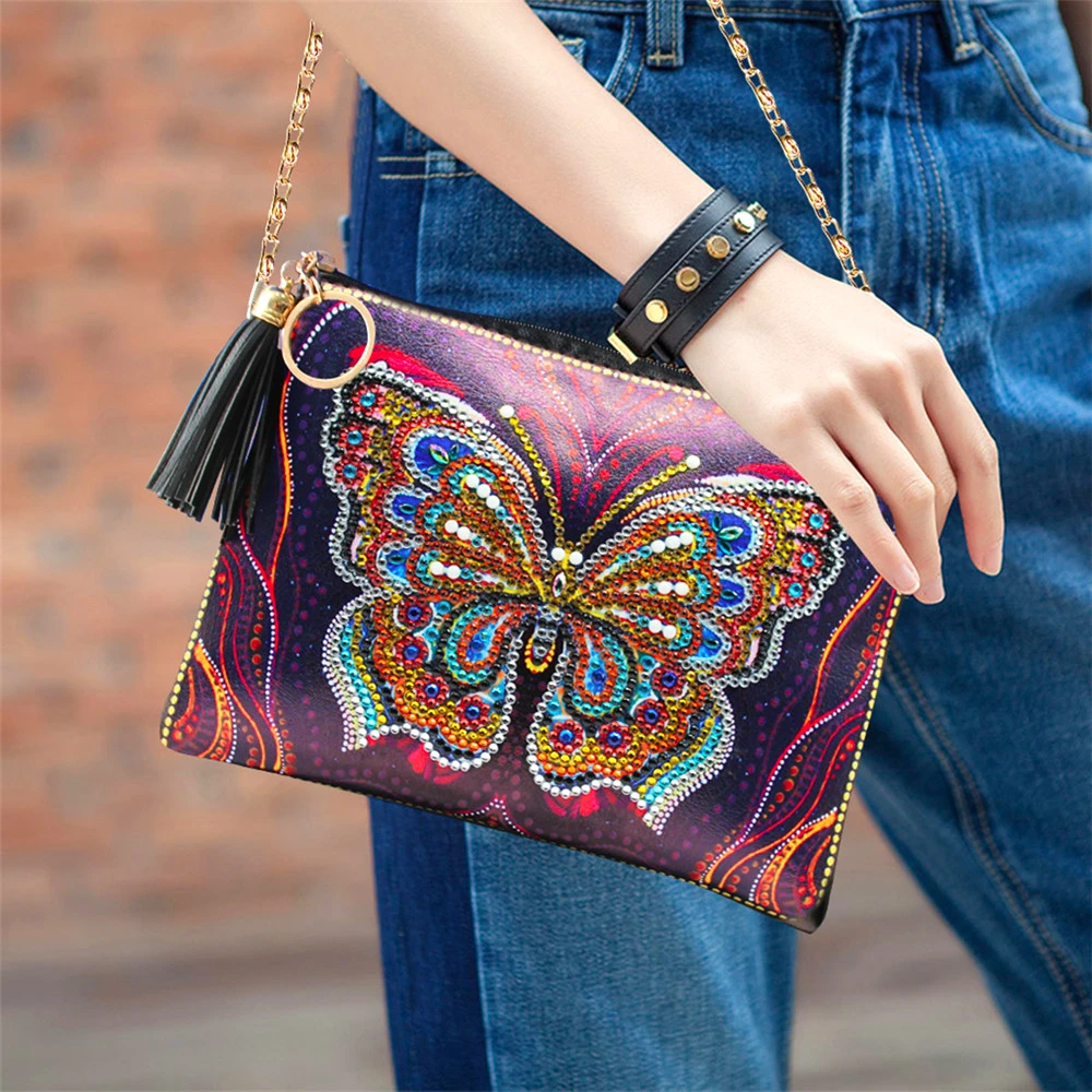 HUACAN 5D DIY Diamond Painting Chain Bags Butterfly Special Shaped Wallet Diamond Embroidery Handmade Women Gifts