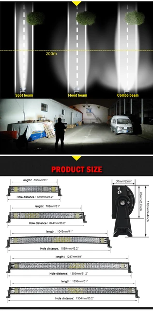Willpower Barre Lumineuse LED, 52 pouces 675W Spot et Inondation Combinée  Barre de LED avec 12V