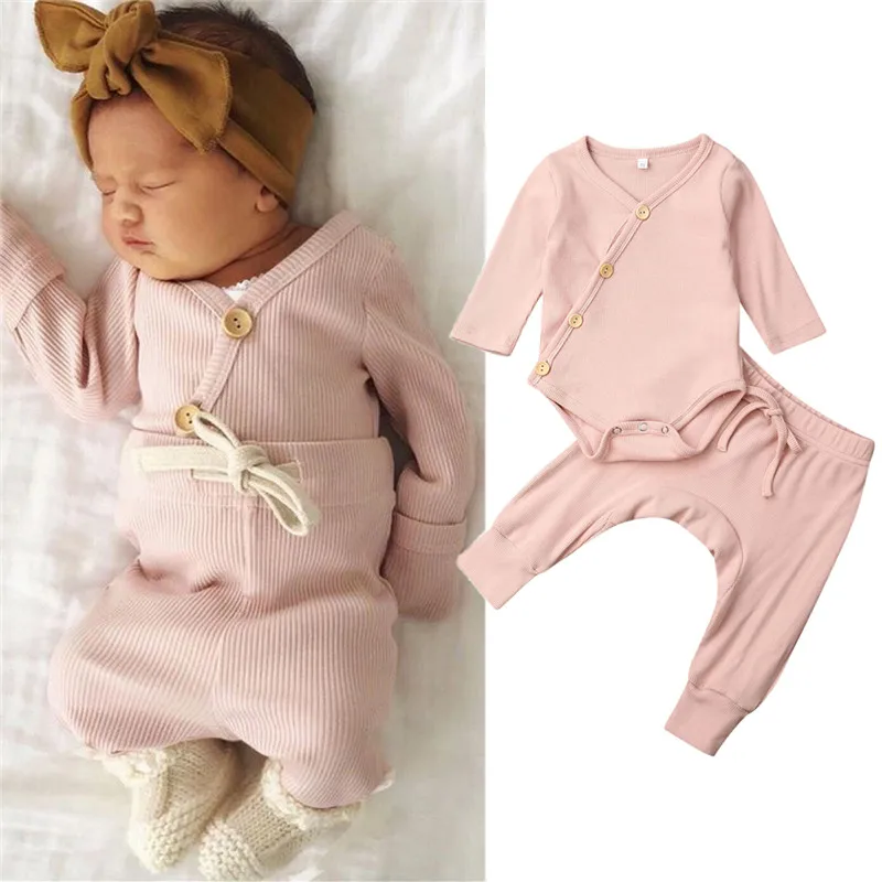 0-18M Newborn Kid Baby Boy Girl Pajamas set Long Sleeve Body Top and Pants suit Elegant Cute lovely sweet Pjs Set Sleepwear