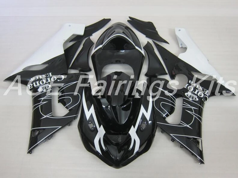 ABS обтекатель комплект подходит для Kawasaki ZX6R 2005 2006 Мотоцикл Обтекатели ZX-6R 05 06 ниндзя 636 Кузов Набор черный белый корона