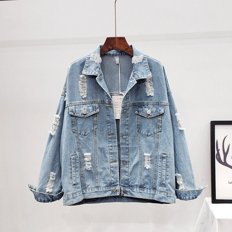 Women Denim Jacket feminine Spring Autumn Boho Sequin Floral Appliques Embroidery Coat Long Sleeve Outerwear Female Veste femme