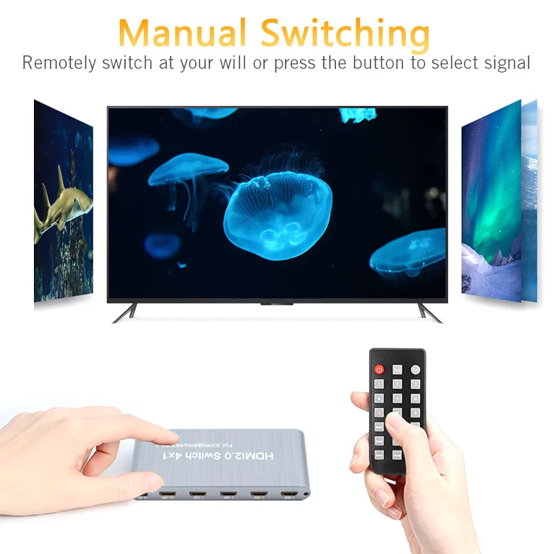 HDMI Switch 2.0 4K 2K Switcher Adapter 4 in 1 out Selector 4x1 Splitter Full 3D 4K60Hz HDCP2.2 for HDTV Xbox PS3 PS4
