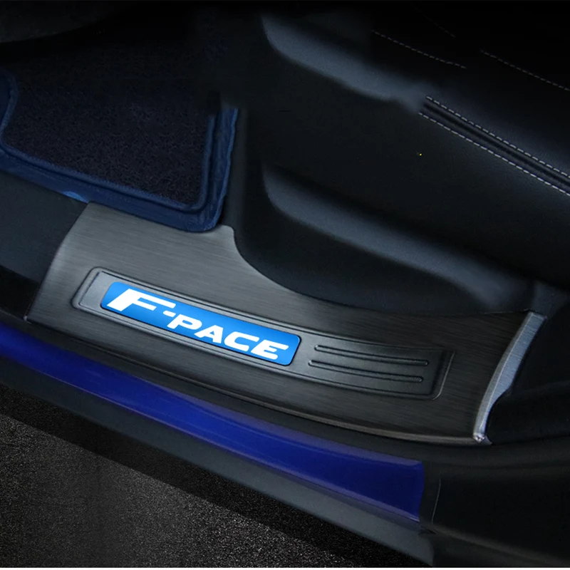 

4pcs Car Scuff Plate Decoration Interior Pedal Protection Modification Accessories For Jaguar F-PACE Car Logo Styling