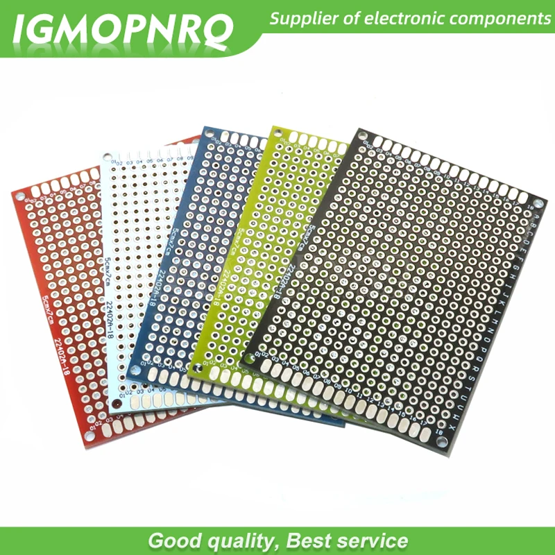 5Pcs 5X7 Cm 5*7 Double Side Prototype Pcb Fai Da Te Universale Printed Circuit Board Bianco Blu Giallo Nero Rosso Verde 5X7 Cm Pcb
