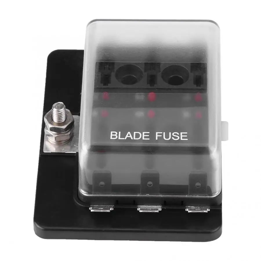 

Car Boat 6 Way DC 10-32V Blade Fuse Box Holder With LED Warning Light 100 amp