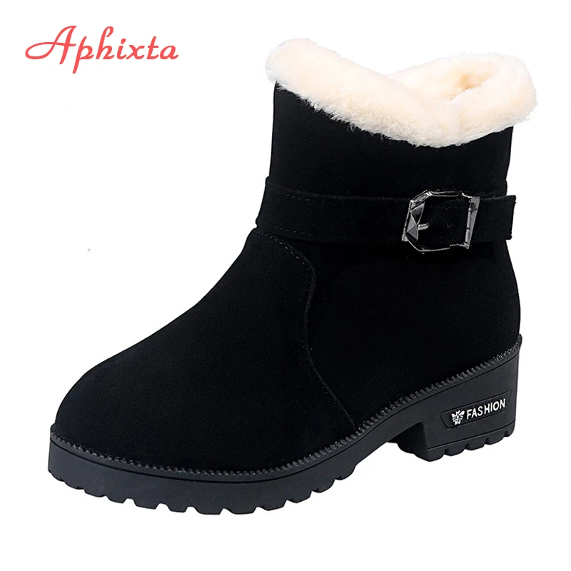 MORAZORA/ г. Большие размеры 34-46, простые повседневные зимние ботинки Дамская обувь на низком каблуке, с круглым носком, на молнии однотонные зимние женские ботильоны