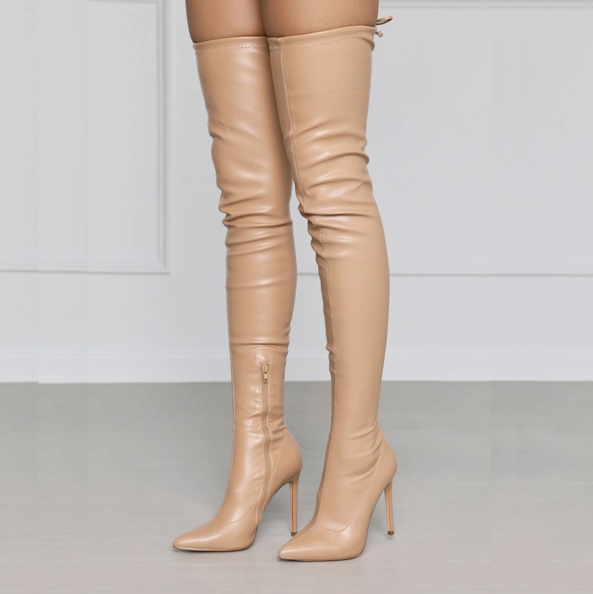 

Женские высокие сапоги до бедра, привлекательные женские туфли-лодочки на тонком каблуке, модные женские осенние сапоги выше колена, женские сапоги большого размера