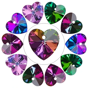 

20pcs Colorful Crystal Charms Love Heart Pendants 14mm Glass Loose Beadss For DIY Making Jewelry Accessories Wholesale In Bulk