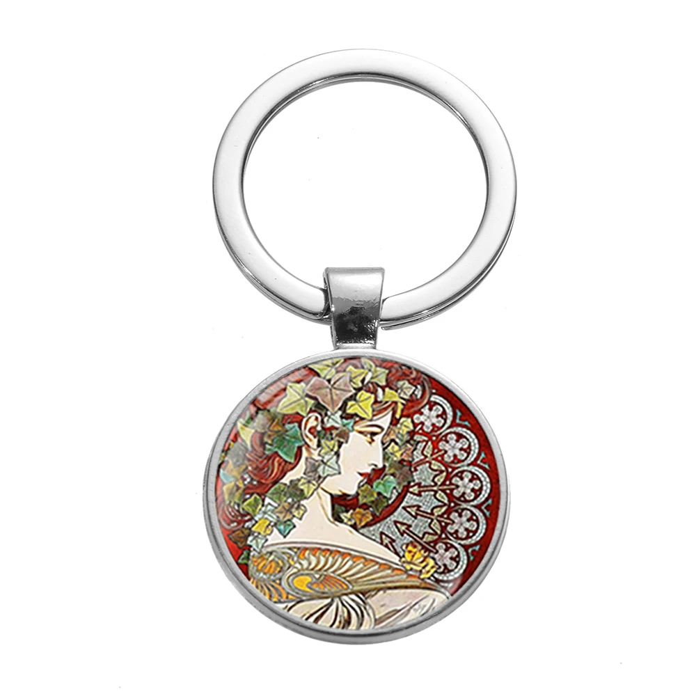 SONGDA Alphonse Mucha aestetism брелок стиль Стиль модерн символ стекло кристалл серебряный брелок уникальная сумка с феей Шарм Кулон