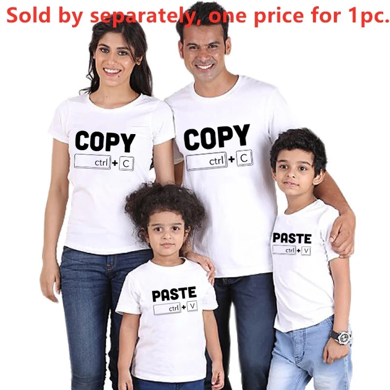 Funny Copy Paste Ctrl C Ctrl V Family Matching Tshirts Cotton Baby Bodysuits Dad T-shirt Summer Family Look Daddy and Me Outfits 5