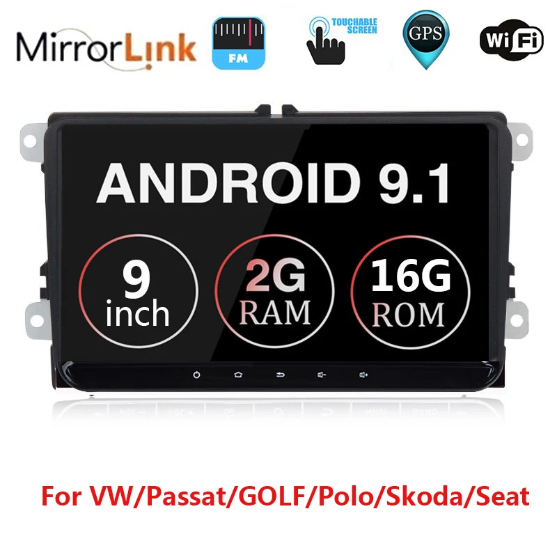 

2 Din Android 9.1 Car Multimedia player Auto Radio 2din Autoradio GPS Navigation WiFi for VW Volkswagen POLO PASSAT Golf Jetta