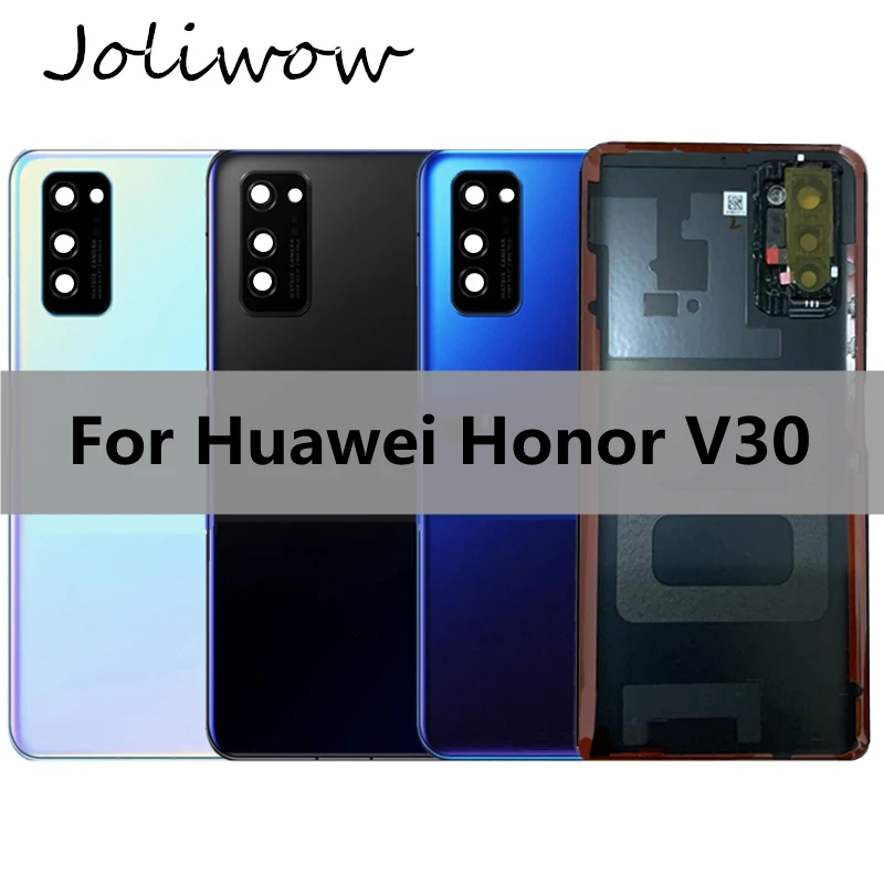 Для Huawei Honor V30 Задняя стеклянная крышка батареи Дверь Корпус чехол с объективом