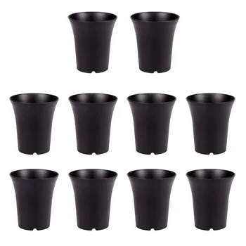 

10Pcs Sturdy Black Plastic Home Indoor Office Succulent Outdoor Plant Pots