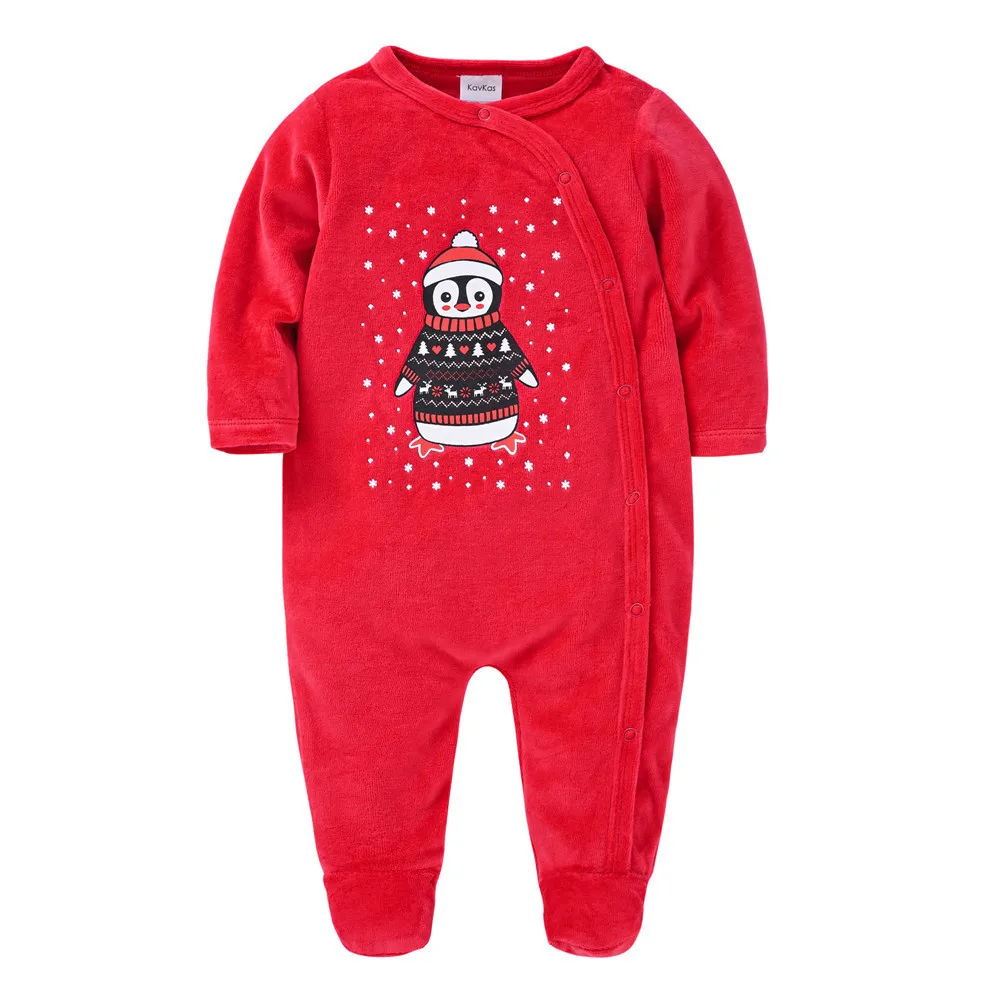 Kavkas Baby Girls Footies Long Sleeve bebes O-Neck Clothing 0-24M Winter Velvet Newborn Pajamas Baby Clothes roupa de bebe